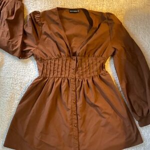 Terracota Brown Puff Sleeve Dress SIZE 10